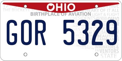OH license plate GOR5329