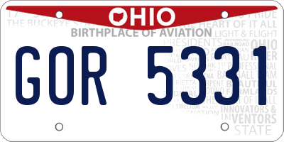 OH license plate GOR5331