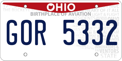 OH license plate GOR5332