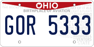 OH license plate GOR5333