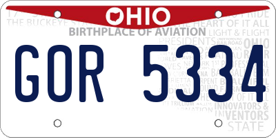 OH license plate GOR5334