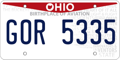 OH license plate GOR5335