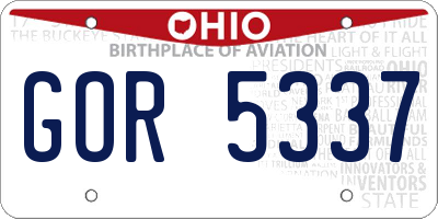 OH license plate GOR5337