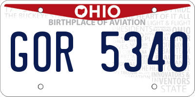 OH license plate GOR5340