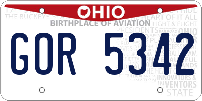 OH license plate GOR5342