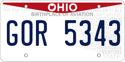 OH license plate GOR5343