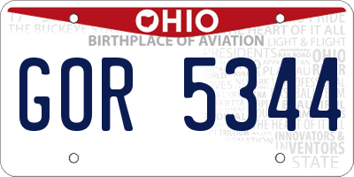 OH license plate GOR5344