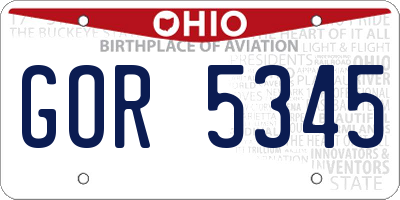 OH license plate GOR5345