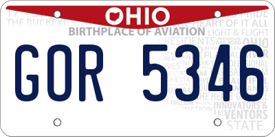 OH license plate GOR5346