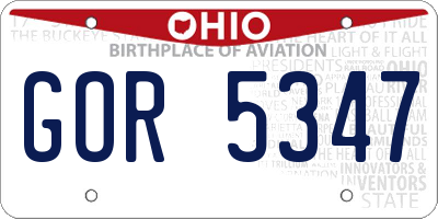 OH license plate GOR5347
