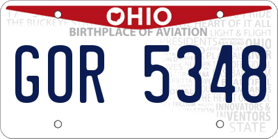 OH license plate GOR5348