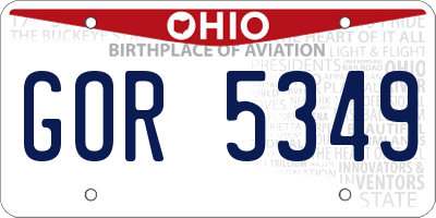 OH license plate GOR5349