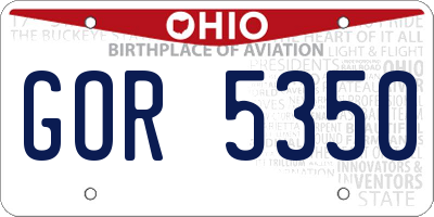 OH license plate GOR5350