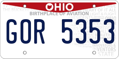 OH license plate GOR5353