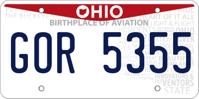 OH license plate GOR5355