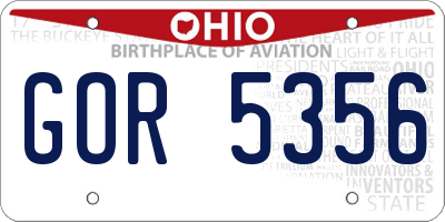 OH license plate GOR5356