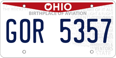 OH license plate GOR5357