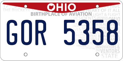 OH license plate GOR5358
