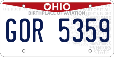 OH license plate GOR5359