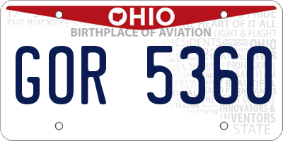OH license plate GOR5360