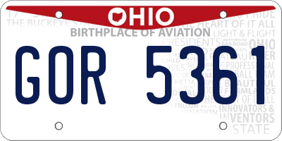 OH license plate GOR5361