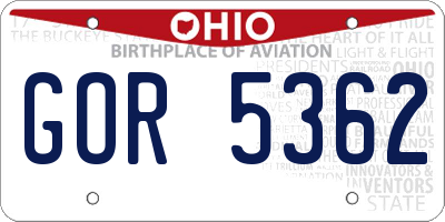OH license plate GOR5362