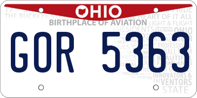OH license plate GOR5363