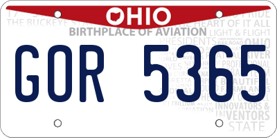 OH license plate GOR5365