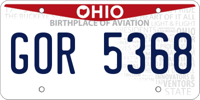OH license plate GOR5368