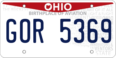 OH license plate GOR5369