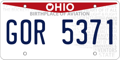 OH license plate GOR5371