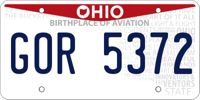OH license plate GOR5372