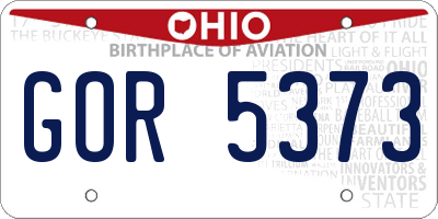 OH license plate GOR5373