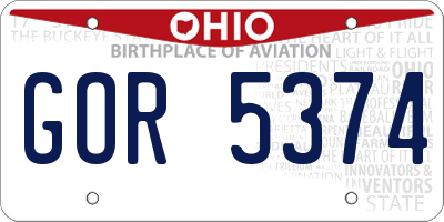 OH license plate GOR5374