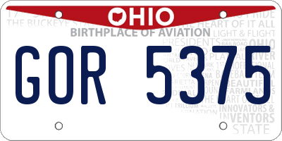 OH license plate GOR5375