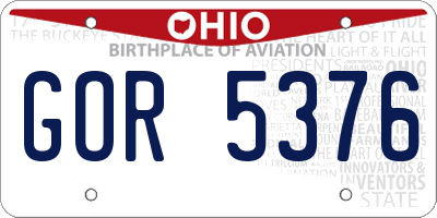 OH license plate GOR5376