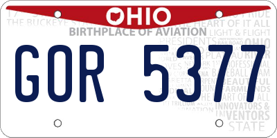 OH license plate GOR5377