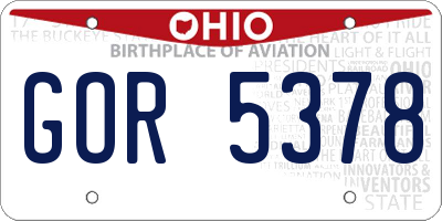 OH license plate GOR5378
