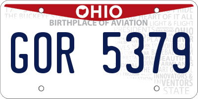 OH license plate GOR5379