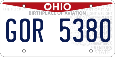 OH license plate GOR5380