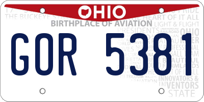 OH license plate GOR5381