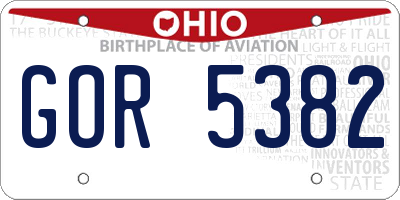 OH license plate GOR5382