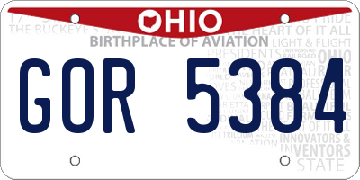 OH license plate GOR5384