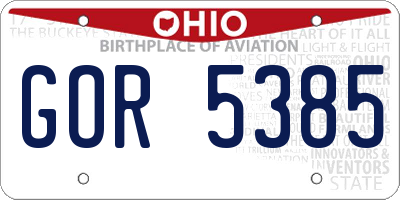 OH license plate GOR5385