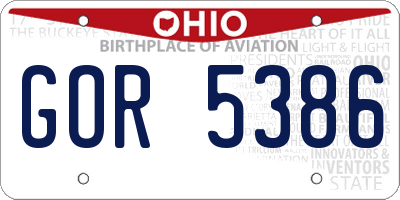 OH license plate GOR5386