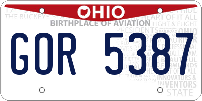 OH license plate GOR5387