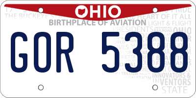 OH license plate GOR5388