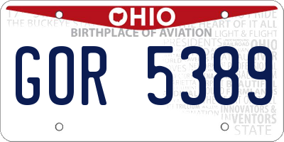 OH license plate GOR5389