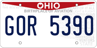 OH license plate GOR5390