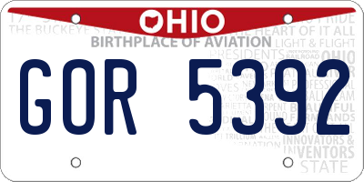 OH license plate GOR5392